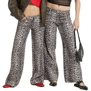 PacSun Leopaed Print Wide-Leg Jeans